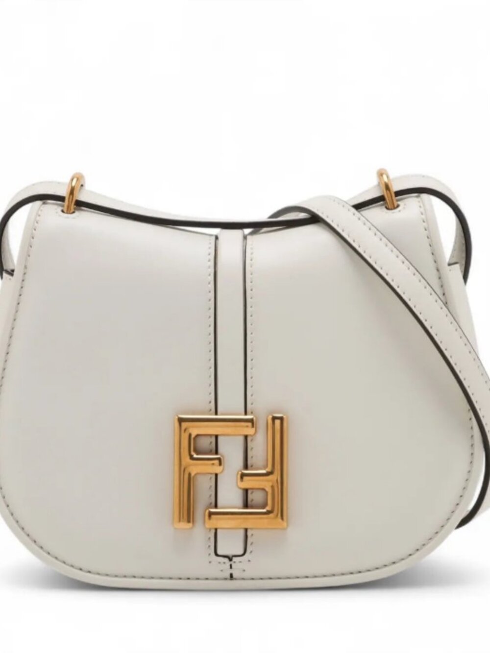 Fendi C'mon Small Leather Shoulder Bag White